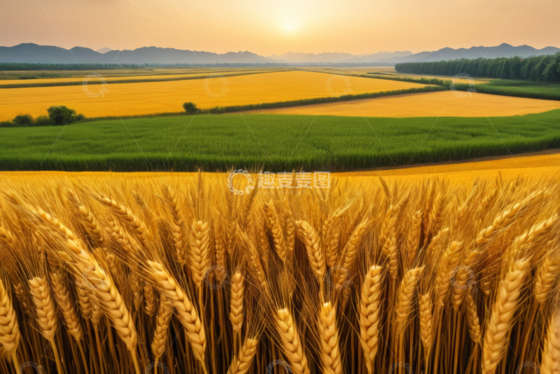 高清大图下载【趣麦麦图】金色麦田自然风光全景