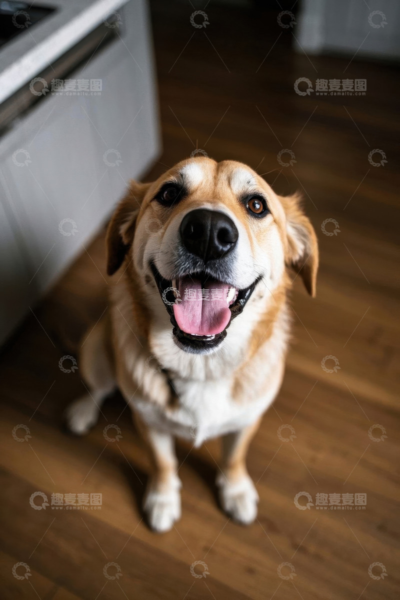 高清大图下载【趣麦麦图】室内坐着的宠物狗