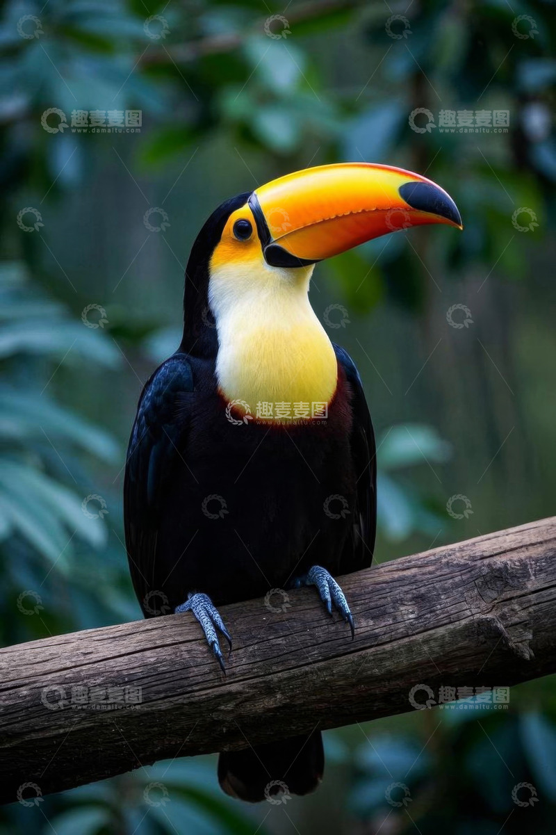 高清大图下载【趣麦麦图】树枝上的巨嘴鸟特写