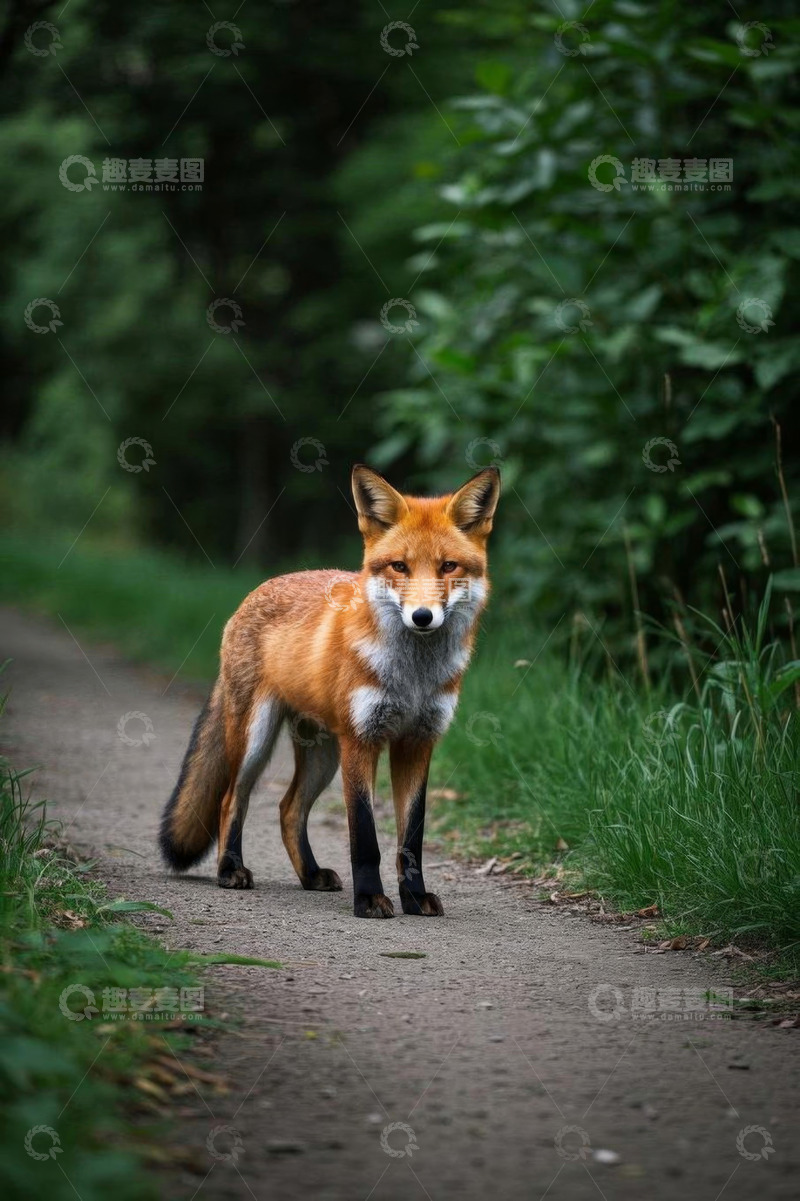 高清大图下载【趣麦麦图】小路上的野生狐狸