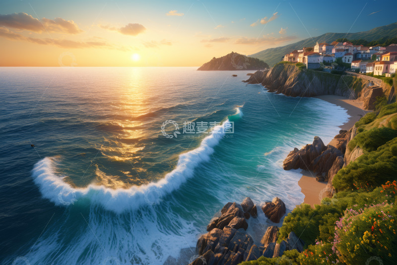 高清大图下载【趣麦麦图】海边日落风景