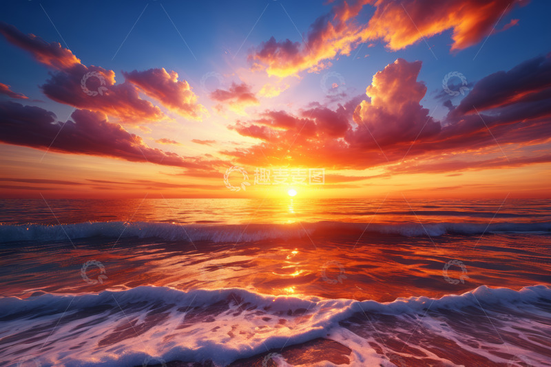 高清大图下载【趣麦麦图】海上日落自然风光
