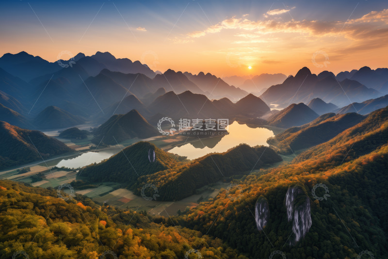 高清大图下载【趣麦麦图】山间日出全景自然风光