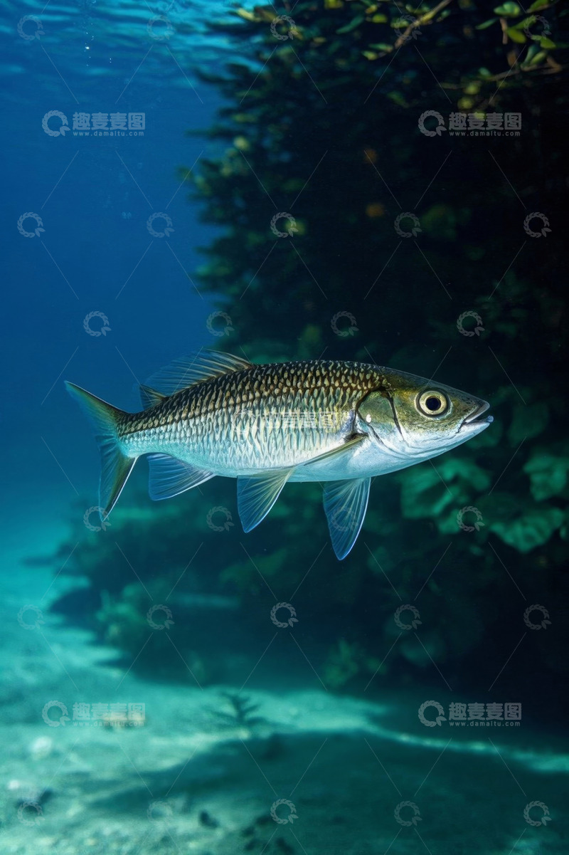 高清大图下载【趣麦麦图】水下单独游动的鱼