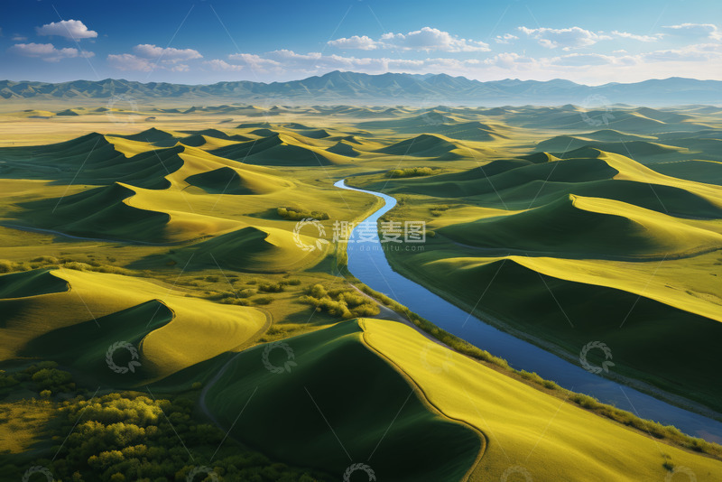 高清大图下载【趣麦麦图】草原河流自然风光全景