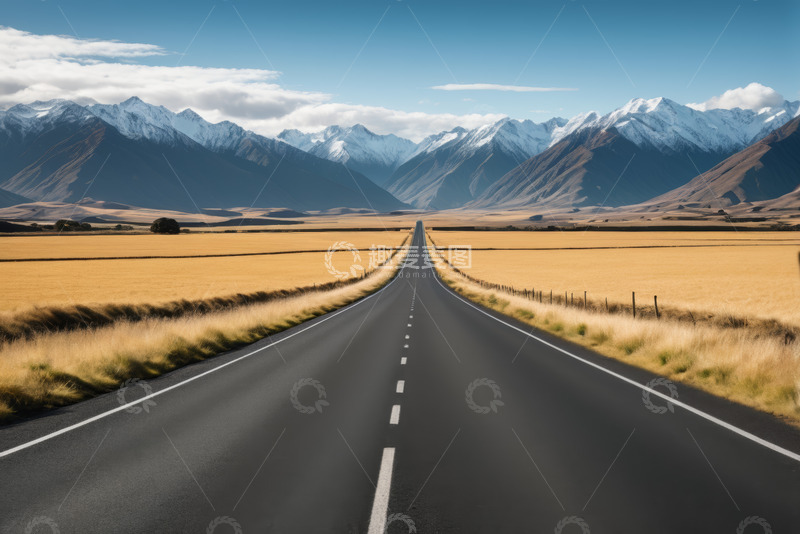 高清大图下载【趣麦麦图】通向雪山的旷野公路