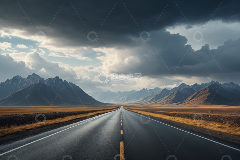 高清大图下载【趣麦麦图】公路延伸至远方的壮丽景观