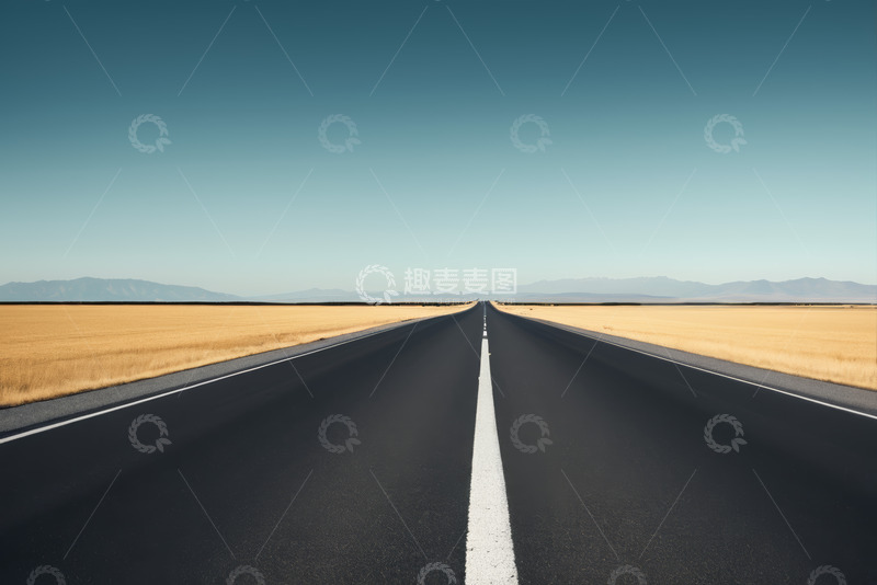 高清大图下载【趣麦麦图】空旷道路与田野风景