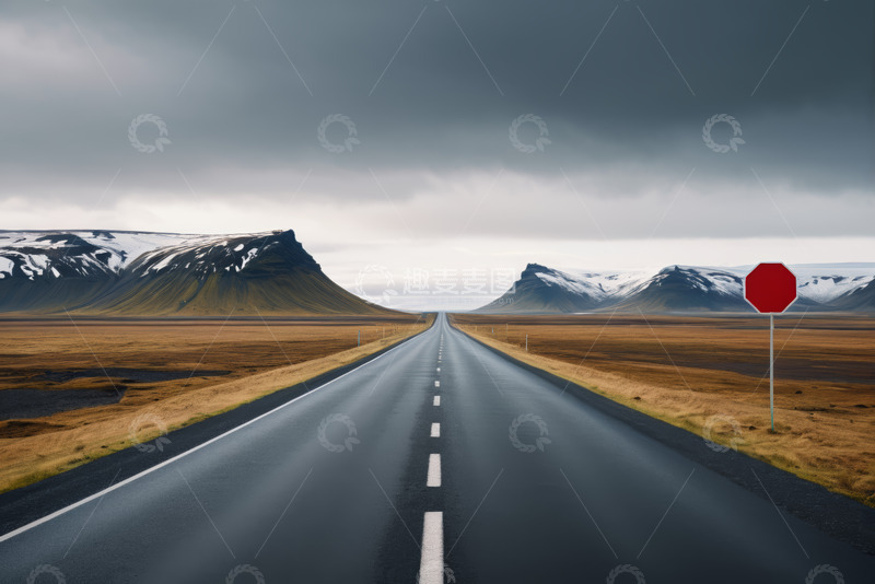 高清大图下载【趣麦麦图】冰岛空旷道路自然风光