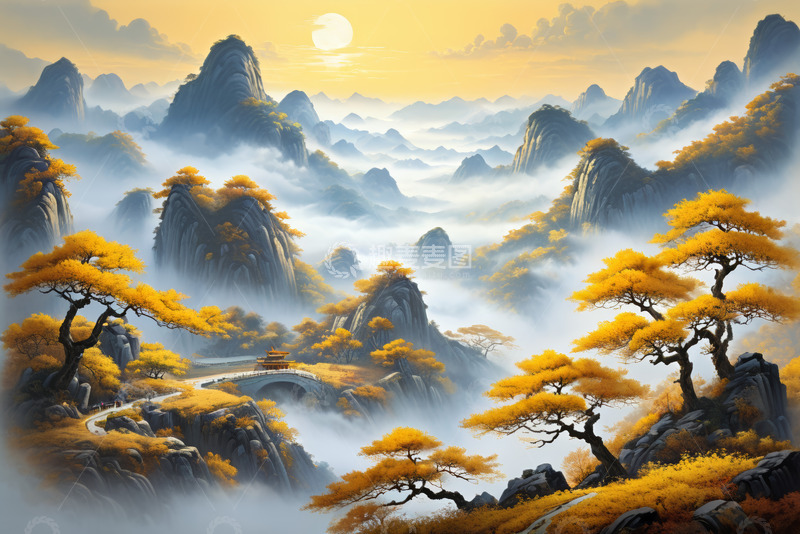 高清大图下载【趣麦麦图】秋日山水古风景观