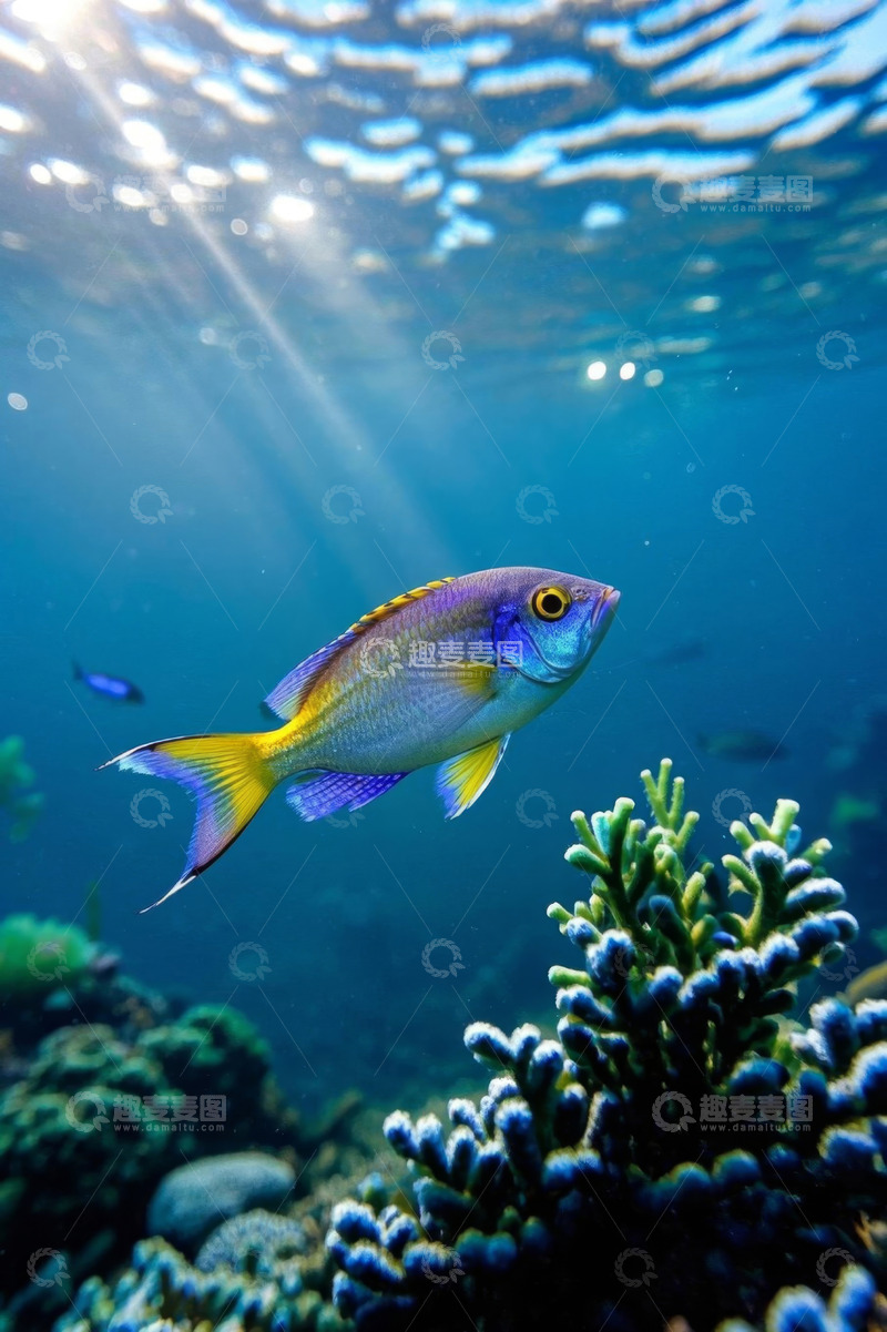 高清大图下载【趣麦麦图】海洋中色彩斑斓的鱼与珊瑚