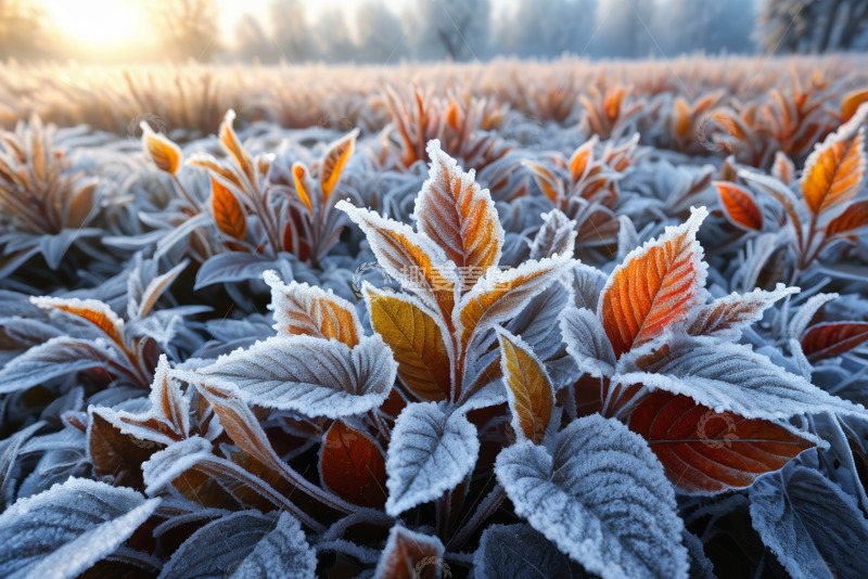 高清大图下载【趣麦麦图】覆霜植物清晨景象