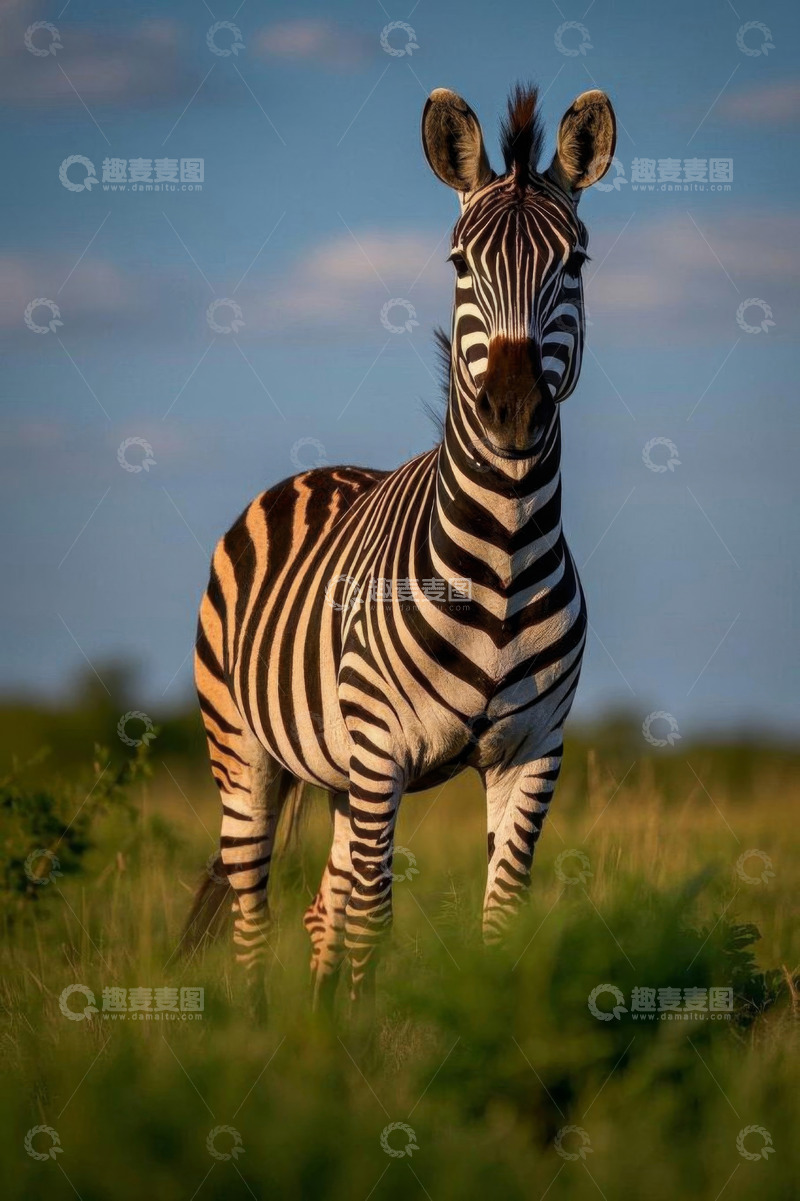 高清大图下载【趣麦麦图】草原上的斑马特写