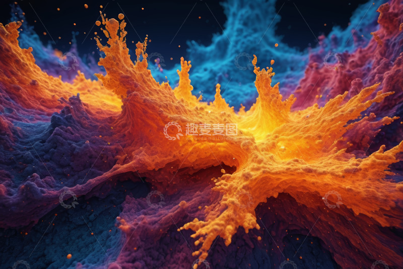 高清大图下载【趣麦麦图】多彩液体喷溅抽象艺术画面