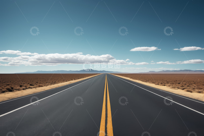 高清大图下载【趣麦麦图】沙漠中的宽阔公路景象