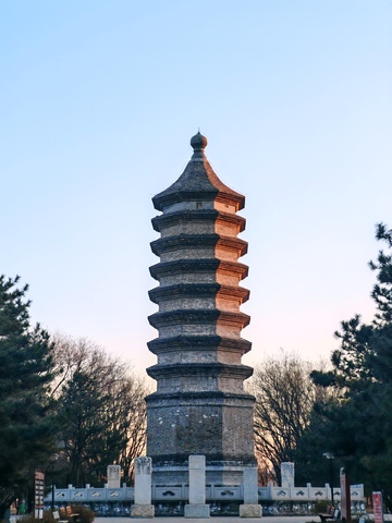 古塔夕阳远景摄影