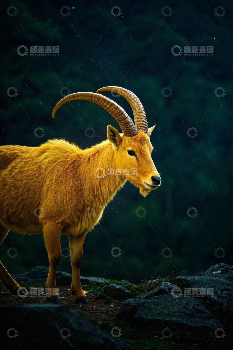 高清大图下载【趣麦麦图】长角野生动物山林景象