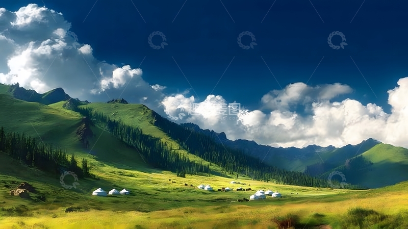 高清大图下载【趣麦麦图】草原美景山水风光摄影图片