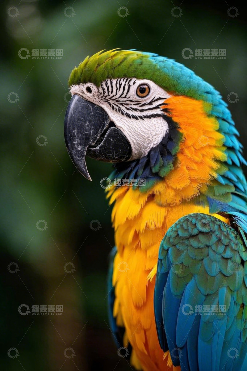 高清大图下载【趣麦麦图】色彩斑斓金刚鹦鹉特写