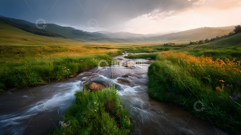 高清大图下载【趣麦麦图】溪畔晨曦风光摄影