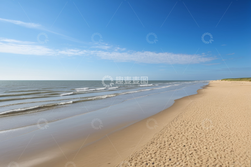 高清大图下载【趣麦麦图】晴朗天气下的海滩与海洋景观