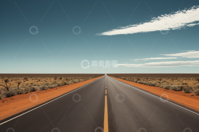 高清大图下载【趣麦麦图】沙漠中延伸的道路风景