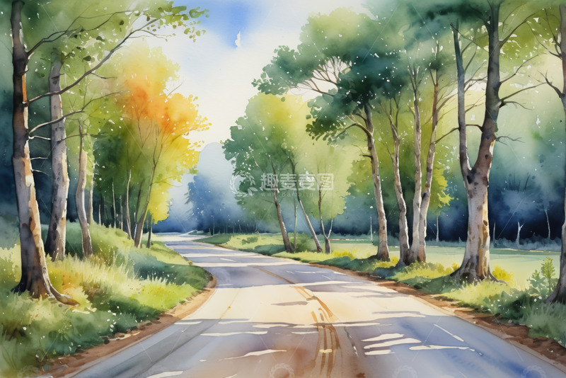 高清大图下载【趣麦麦图】林间道路自然风光
