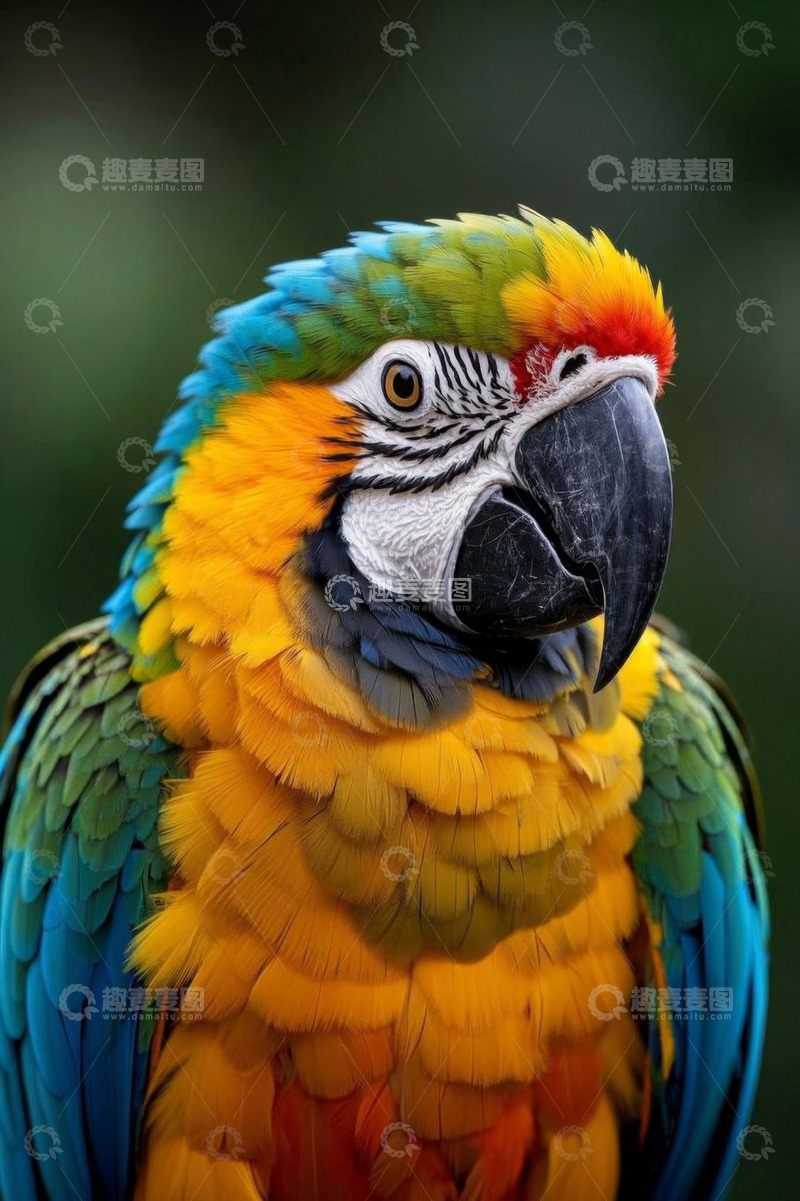 高清大图下载【趣麦麦图】色彩斑斓金刚鹦鹉特写
