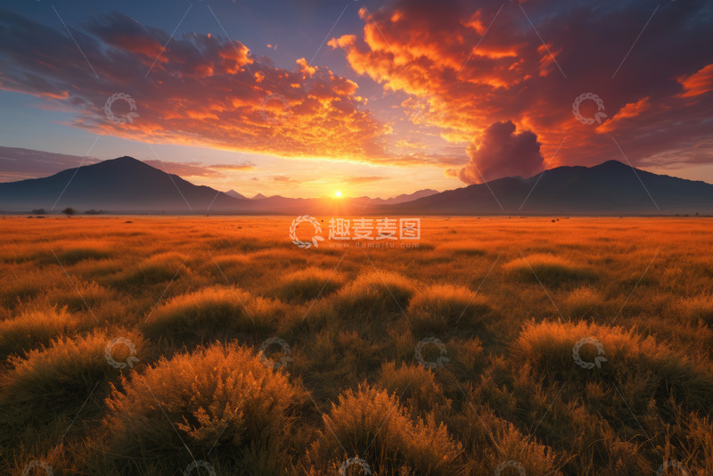 高清大图下载【趣麦麦图】原野日落自然风光