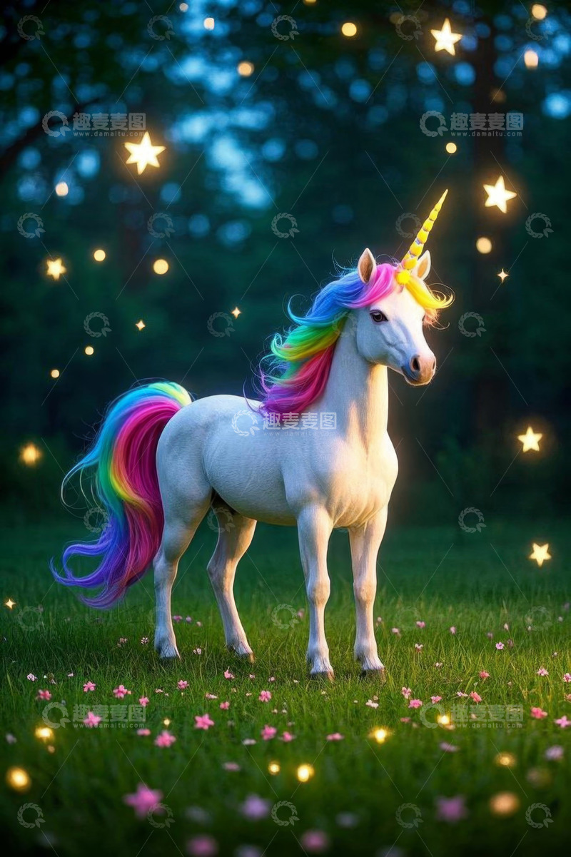 高清大图下载【趣麦麦图】梦幻森林中的独角兽