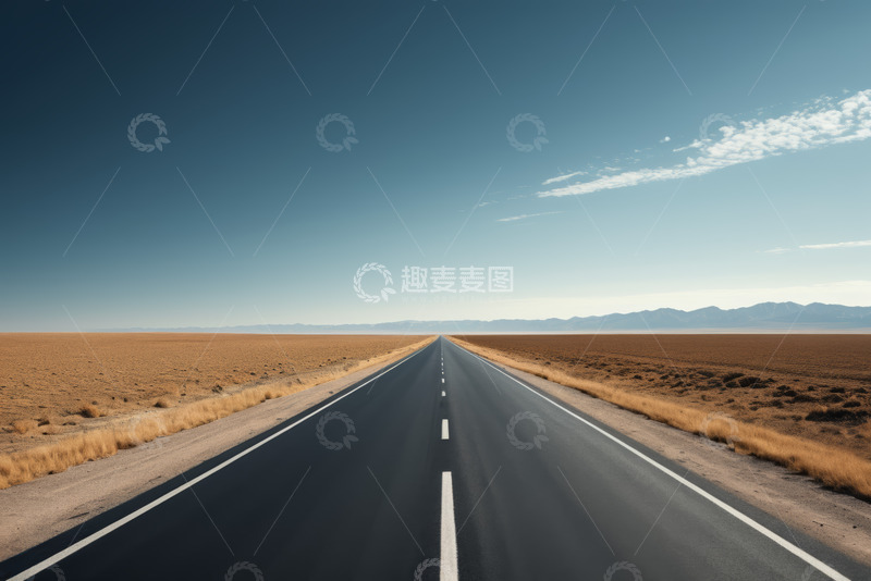 高清大图下载【趣麦麦图】沙漠中的笔直公路景观