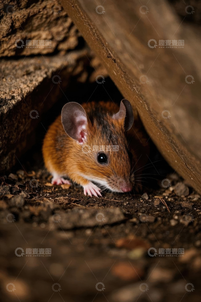 高清大图下载【趣麦麦图】洞穴旁的老鼠特写