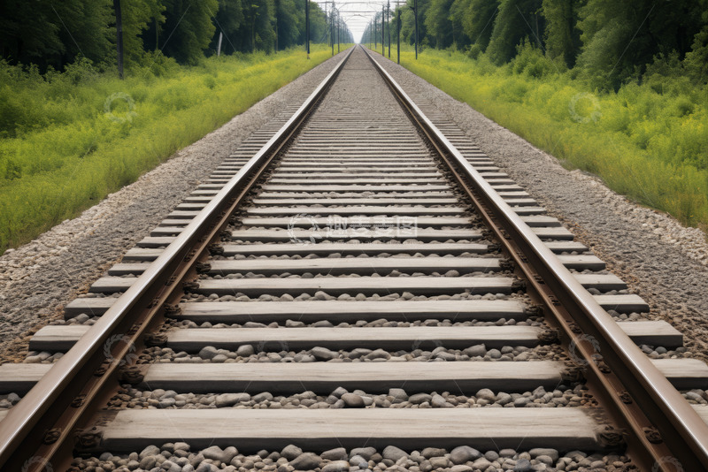 高清大图下载【趣麦麦图】户外延伸的铁路轨道