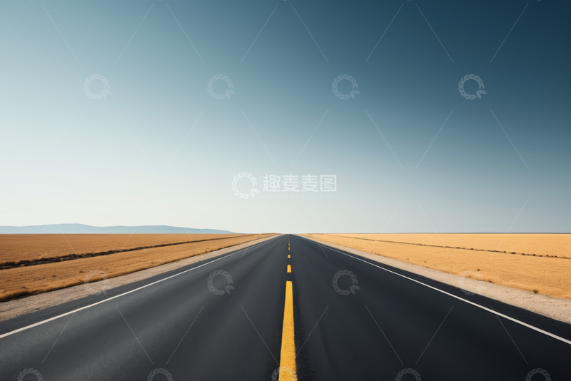 高清大图下载【趣麦麦图】空旷公路与开阔原野景观