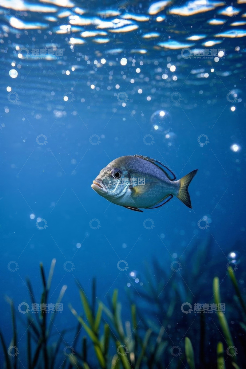 高清大图下载【趣麦麦图】海洋中独自游动的鱼类