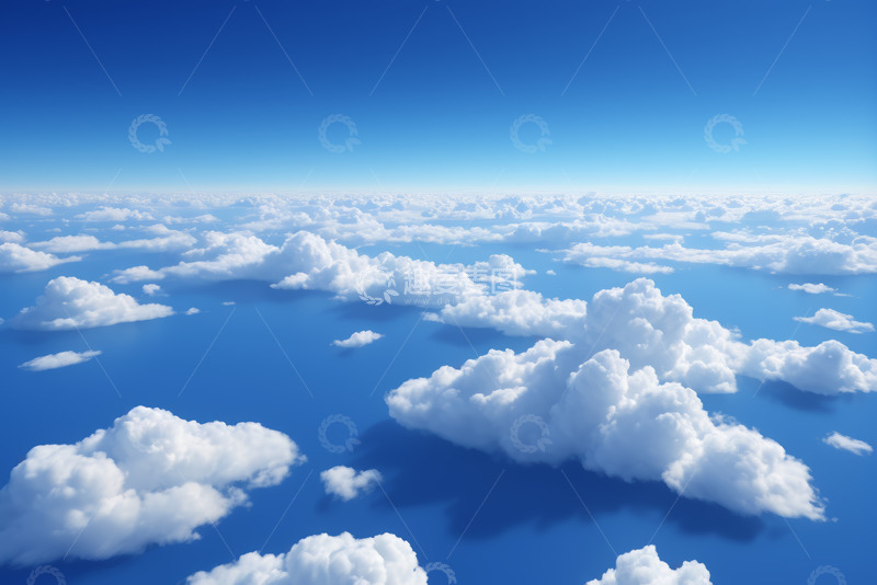 高清大图下载【趣麦麦图】高空俯瞰蓝天白云景象