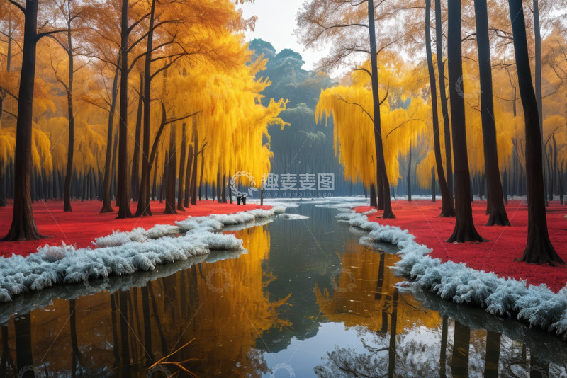 高清大图下载【趣麦麦图】秋季森林河流自然风光