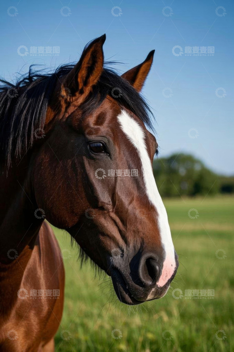 高清大图下载【趣麦麦图】草原上的骏马特写