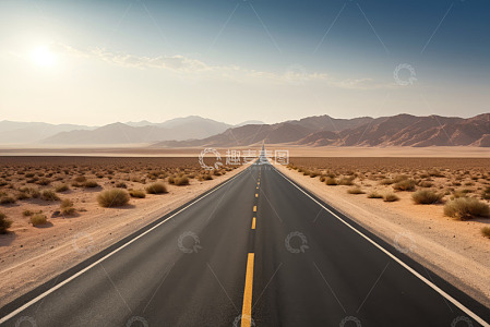 沙漠中延伸的公路景观