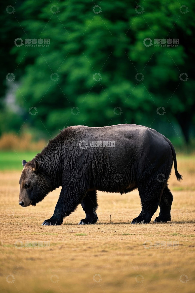 高清大图下载【趣麦麦图】草原上行走的野牛