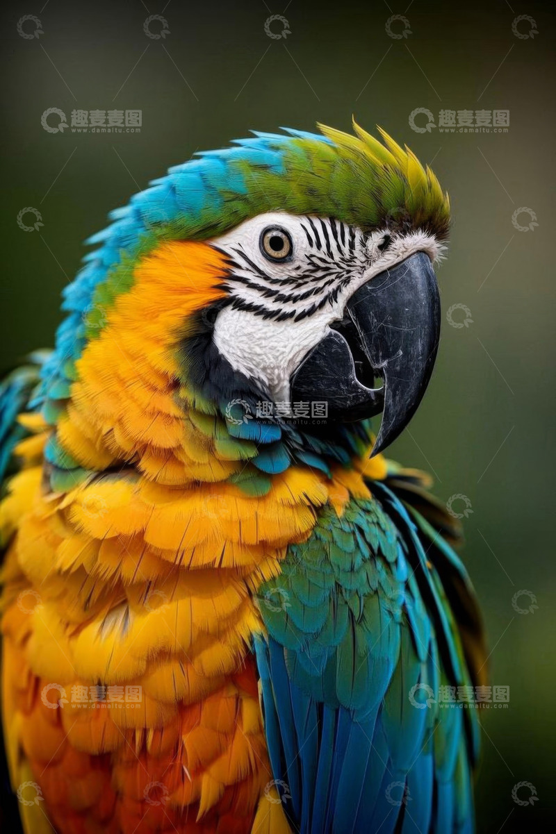 高清大图下载【趣麦麦图】色彩斑斓金刚鹦鹉特写