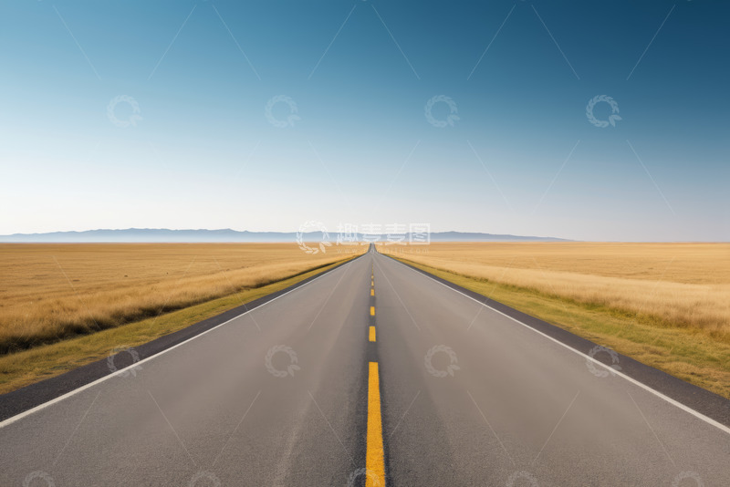 高清大图下载【趣麦麦图】旷野中的延伸道路