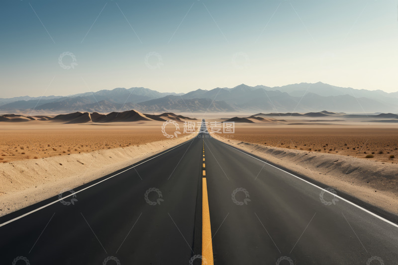 高清大图下载【趣麦麦图】沙漠中延伸的公路