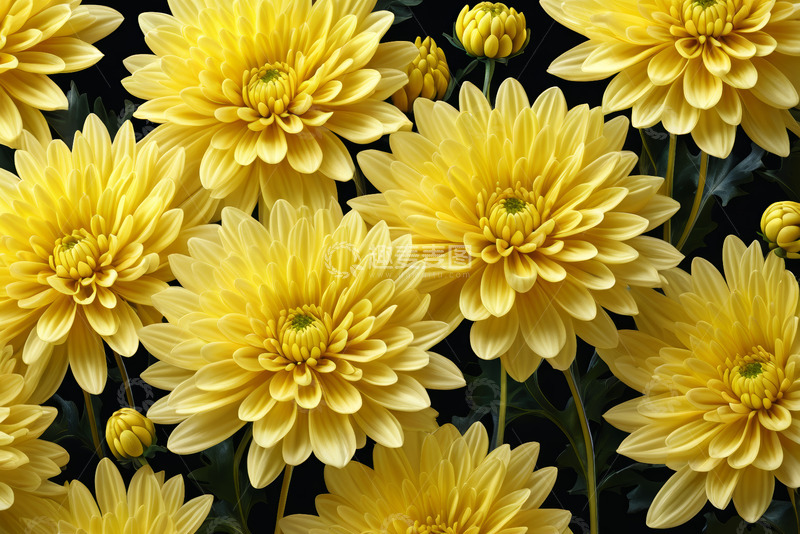 高清大图下载【趣麦麦图】黄色菊花花卉特写