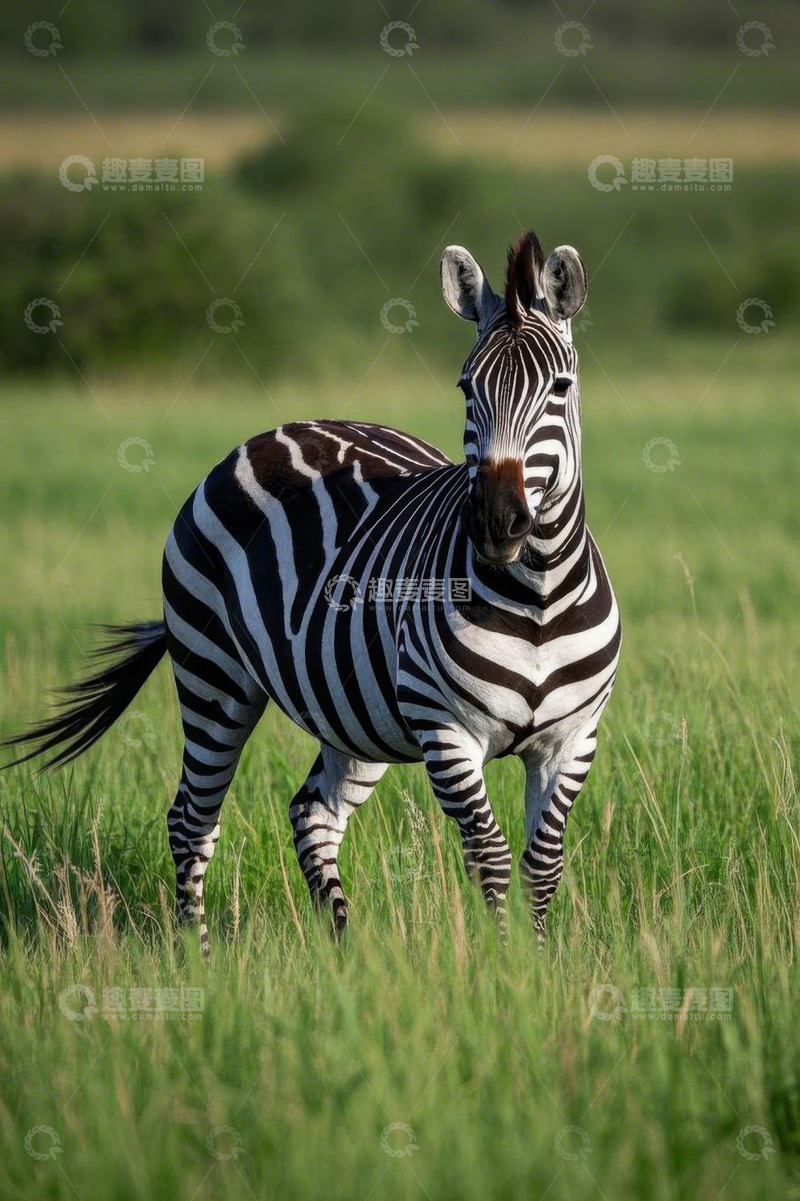 高清大图下载【趣麦麦图】草原上的斑马特写
