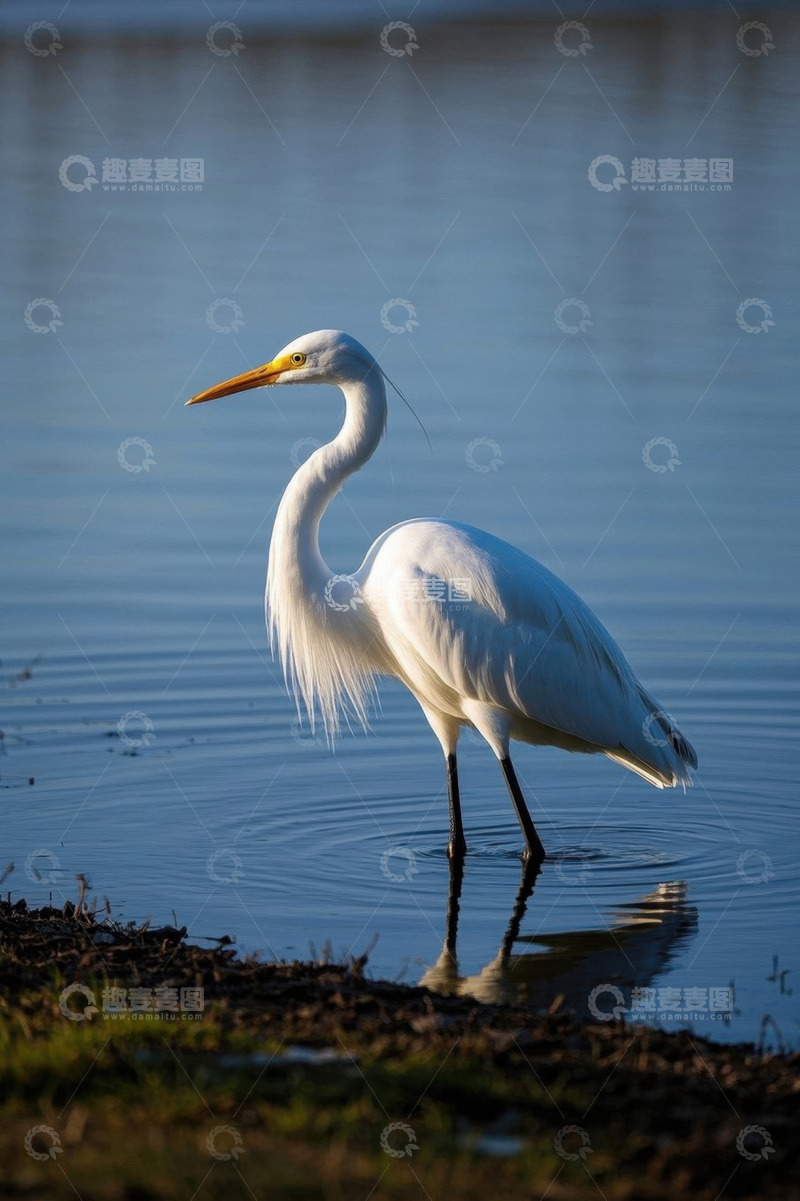高清大图下载【趣麦麦图】水边站立的白鹭