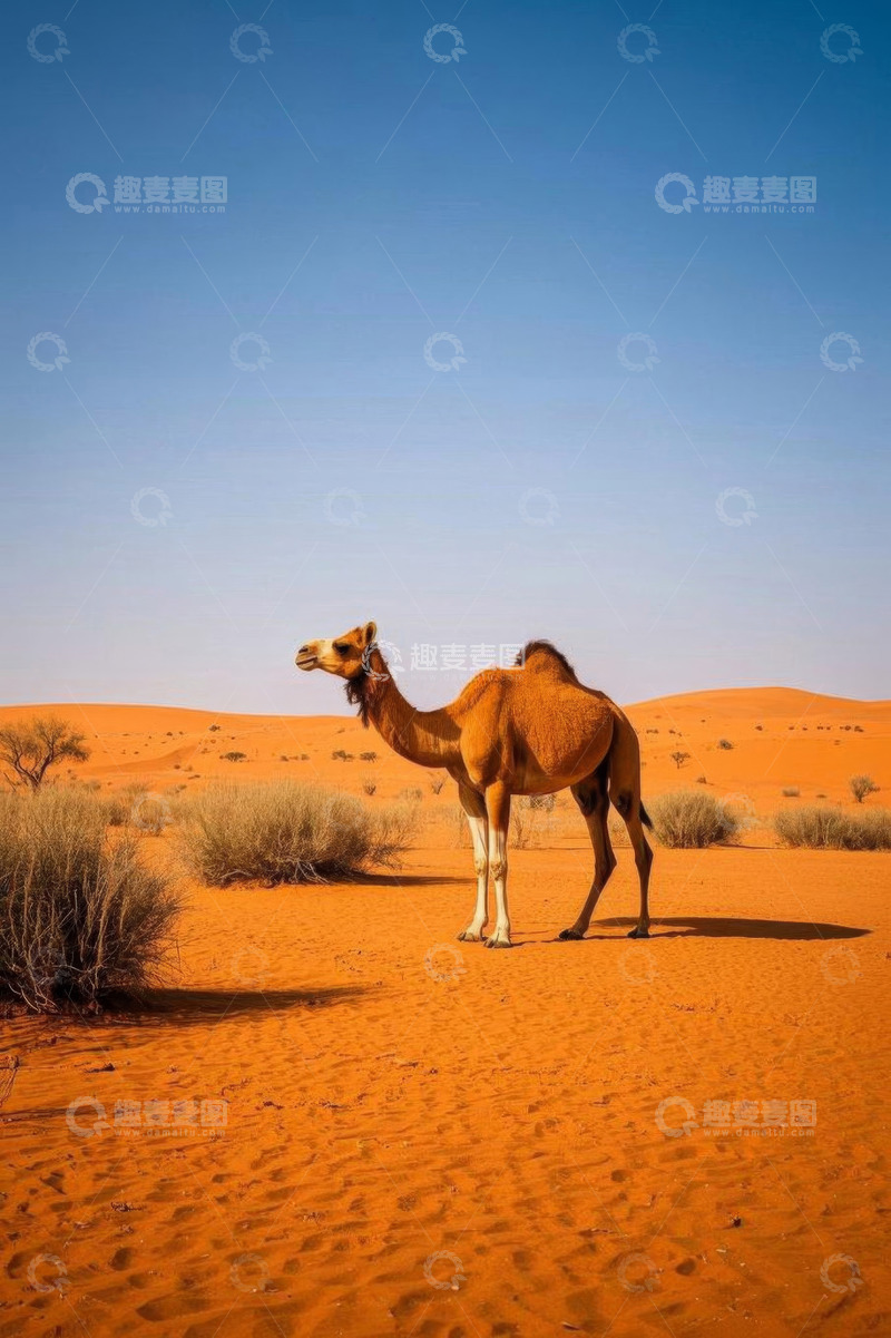 高清大图下载【趣麦麦图】沙漠中站立的骆驼