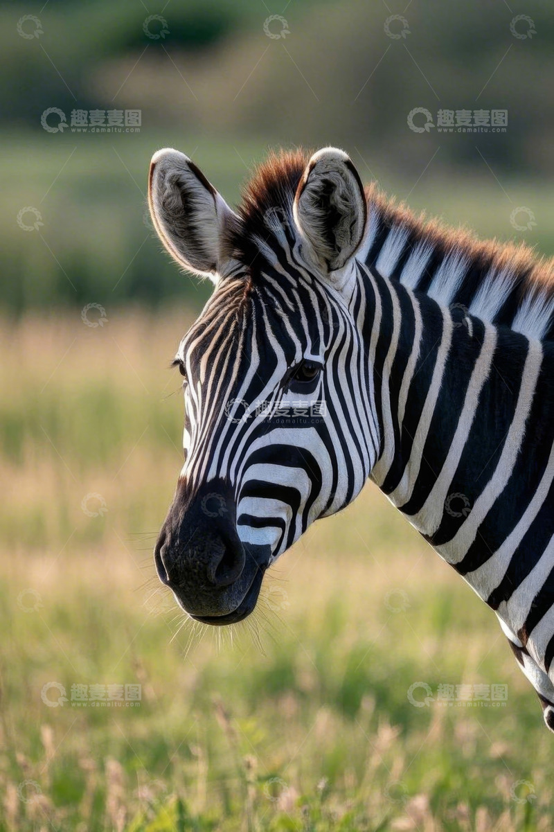 高清大图下载【趣麦麦图】草原上的斑马特写