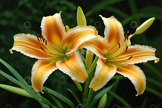 橙黄色百合花特写