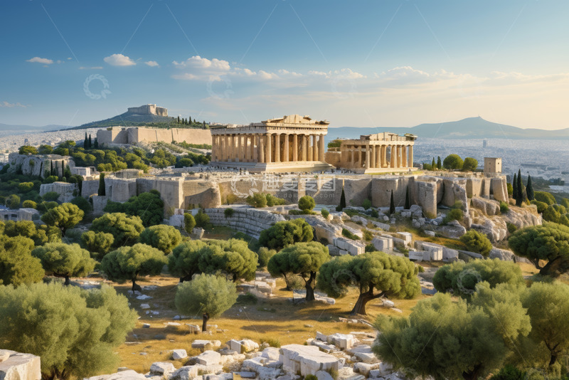 高清大图下载【趣麦麦图】雅典帕台农神庙全景